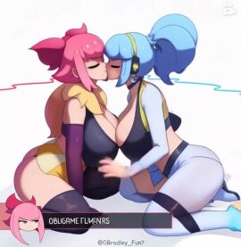 ai_generated animated big_breasts female janet_(brawl_stars) kissing melodie_(brawl_stars) tagme video