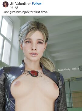 1girls 3d bangs blender blonde-haired_female blonde_female blonde_hair blowjob blowjob_face blue_eyes bodysuit breasts breasts_out capcom catsuit clothed clothed_female clothing cum cum_drip cum_in_mouth cum_on_body cum_on_breasts cum_on_face cumshot fellatio female female_focus female_only frankiely_spicy indoor indoors inside jill_valentine jill_valentine_(blonde) jill_valentine_(sasha_zotova) looking_at_viewer looking_down meme naked naked_female nipples nude nude_female partially_clothed partially_clothed_female ponytail resident_evil resident_evil_5 scarab smile smiling smiling_at_viewer solo solo_female solo_focus suit tease teasing teasing_viewer