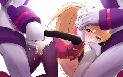 2boys abs absurdres ass blonde_hair blowjob blue_eyes bodystocking bra breasts ciel_(mega_man) clothes_lift commission commissioner_upload crying cum cum_in_mouth cum_in_pussy double_penetration eyelashes fauron714 fellatio female gangbang gloves grabbing_another's_arm grabbing_another's_head group_sex helmet highres irrumatio male mega_man mega_man_(series) mega_man_zero mega_man_zero_(series) mega_man_zero_4 multiple_boys multiple_males non-web_source open_clothes oral pussy sex sex_from_behind skirt skirt_lift sleeveless small_breasts streaming_tears tears torn_clothes underwear vaginal_penetration variant_(mega_man_zero) vest white_background