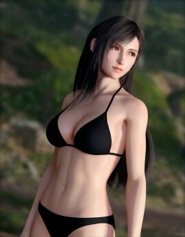 1girls 3d absurdres bare_midriff bikini black_bikini black_hair black_swimsuit blender cleavage creeperhead45 female female_only final_fantasy final_fantasy_vii long_hair medium_breasts navel red_eyes solo square_enix swimsuit tifa_lockhart two-piece_swimsuit