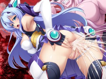 1boy after_anal anal anus armpits ass bent_over black_gloves blue_eyes blue_hair blush breasts censored chest_jewel clothing_aside cloud covered_nipples cum cum_in_ass elbow_gloves exs-tia exs-tia_(exs-tia_1) female fingerless_gloves from_behind from_below game_cg ganusgil gloves grabbing_own_ass grin hair_intakes hair_ornament headgear inoino katsuragi_marina kouyoku_senki_exs-tia large_breasts large_variant_set leotard leotard_aside long_hair looking_back magical_girl male miniskirt mosaic_censoring non-web_source official_art open_mouth outdoors penis pleated_skirt pussy red_sky sex skirt sky smile solo_focus spread_anus spread_ass spread_pussy straight thighhighs underwear variant_set