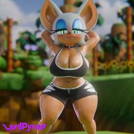 3d 3d_animation animated anthro bat cleavage female huge_breasts looking_at_viewer lordpyro9 midriff navel rouge_the_bat smile solo sonic_(series) sound tagme video