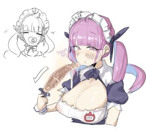 1girls :>= ahoge arm_cuffs badge bangs blue_boe blue_hair blue_hair_ribbon blue_ribbon blush blush_lines bow breasts censored cleavage cuffs_(clothing) curled_hair cute deepthroat dildo dildo_deepthroat dildo_gag dildo_in_mouth dildo_mask female female_only fully_clothed hair_ribbon hair_ribbons hololive hololive_gen_2 hololive_japan japanese_text large_breasts leebongchun long_hair looking_at_viewer maid maid_headdress maid_outfit maid_uniform minato_aqua nipple_bulge nipples nipples_visible_through_clothing pacifier pacifier_gag pacifier_in_mouth pin portrait purple_eyes purple_hair ribbon saliva saliva_drip saliva_string saliva_trail sex_toy shiny_skin sketch solo streaked_hair text twintails two-tone_hair veiny veiny_dildo virtual_youtuber white_background