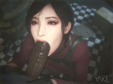 1boy 1girls 3d 3d_artwork ada_wong ada_wong_(adriana) asian asian_female asymmetrical_hair big_penis biohazard black_hair blowjob bob_cut capcom chinese chinese_female clothed dark-skinned_male dark_skin eye_contact female garage green_eyes interracial kneeling large_penis light-skinned_female light_skin male oral oral_penetration petite pov resident_evil resident_evil_4 resident_evil_4_remake saliva saliva_string saliva_trail seductive_eyes seductive_look seductive_mouth short_hair skinny slim sloppy sloppy_blowjob turtleneck yakenaris