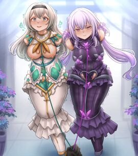 3girls absurdres armbinder arms_behind_back ballet_boots bare_shoulders black_dress black_gloves black_hairband black_panties blush bondage bound bound_ankles bound_arms bound_legs bound_wrists breast_bondage breasts bride bug butterfly castorice_(honkai:_star_rail) closed_mouth clothing_cutout commentary commission crotch_cutout dankestofdans dress egg_vibrator english_commentary firefly_(honkai:_star_rail) gloves green_dress green_panties grey_hair hair_between_eyes hair_intakes hairband harem heart highres honkai:_star_rail honkai_(series) large_breasts large_variant_set leash leash_pull legbinder long_hair looking_at_viewer multicolored_eyes multiple_girls neckerchief nipple_clamps nipples open_mouth orange_neckerchief panties pixiv_commission pov pov_hands purple_butterfly purple_dress purple_eyes purple_hair restrained sex_toy stelle_(honkai:_star_rail) textless_version trailblazer_(honkai:_star_rail) two-tone_dress two-tone_eyes underwear variant_set very_long_hair vibrator vibrator_under_clothes vibrator_under_panties viewer_holding_leash wedding_dress white_dress