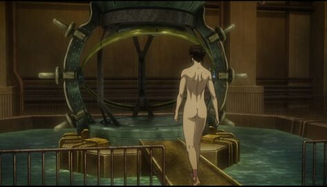 1girls ass back_view casual disrobe disrobed eiko_(zero) female female_focus female_only human light-skinned_female light_skin muscular muscular_female naked naked_female netflix nonsexual nonsexual_nudity nude nude_female nudist official_art pale_skin post-apocalyptic post_apocalypse screencap screenshot short_hair solo solo_female solo_focus spiky_hair terminator terminator_(franchise) terminator_zero time_machine walking