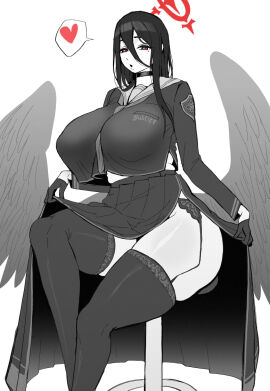 1girls big_breasts blue_archive breasts efto_(pixiv) female hasumi_(blue_archive) huge_breasts wide_hips wings