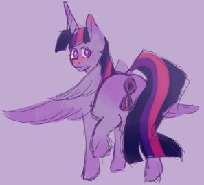 2024 solar_sky alicorn animal_genitalia anus blue_hair blush dark_genitals female horn horse looking_at_viewer looking_back multicolored_hair my_little_pony one_leg_up pony purple_eyes purple_skin pussy showing_ass smiling smiling_at_viewer twilight_sparkle_(mlp) unicorn vagina wings