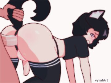 2boys anal anal_penetration anal_sex animated clothing doggy_style duo faceless_character faceless_male felid feline femboy fluffy fluffy_ears fluffy_tail from_behind_position humanoid legwear loop male male/male mammal sex shirt short_playtime stockings t-shirt tail thighhighs thong topwear underwear vyralart