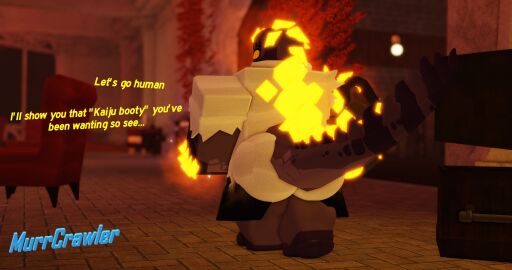 3d artist_name ass big_ass big_butt bioluminescence clothed dialogue english_text gootraxian kaiju_(kaiju_paradise) kaiju_paradise murrcrawler raytraxian roblox roblox_game robloxian self_upload tagme text