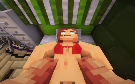 1boy 1girls bra breasts female first_person_view male mayser37 minecraft oc on_bed open_mouth original original_character penis sex video_games vproda