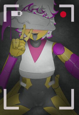 1boy 1boy1girl 1girls anonymous_artist camera_view geometry_dash handlebars panties_on_penis penis_on_face retro_trianna_(yellolight) robot robot_girl trianna_(yellolight) v_sign