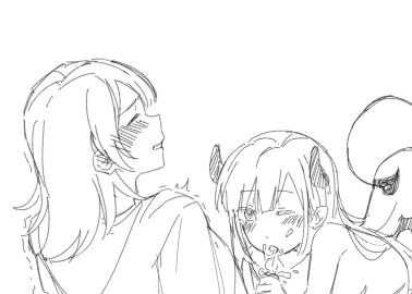 2girls bang_dream! bang_dream!_it's_mygo!!!!! blush closed_eyes cum cum_on_body demon_horns demon_tail ejaculation facial fellatio female futa_with_female futanari greyscale highres horns intersex jenjen long_hair medium_hair monochrome multiple_females multiple_girls one_eye_closed open_mouth oral penis protected_link simple_background tail twitching wakaba_mutsumi white_background yahata_umiri