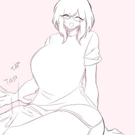 1girls big_breasts breasts closed_eyes dani_(shiirano) female female_only glasses imnotshiira_(artist) original shiirano sketch smile solo tagme thick_thighs voluptuous