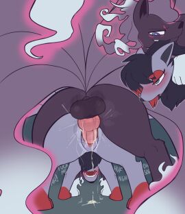 absurd_res alolan_form alolan_ninetales ass backsack balls ballsack bangs black_body black_fur bodily_fluids breeding_slave cheek_markings clitoris close-up cum cum_drip cum_in_pussy cum_inside cum_on_penis dhalia_(blackroseleafy) dialogue dripping duo ejaculation eyeshadow facial_markings fangs female feral from_behind_position fur fusion gastly generation_1_pokemon generation_5_pokemon generation_7_pokemon genital_fluids genitals hair head_markings hi_res highlights_(coloring) knot knotted_penis makeup male male/female markings moan multicolored_tail narrowed_eyes ninetales nintendo open_mouth penis pokemon pokemon_(species) pokemon_fusion porldraws pulling_hair purple_body purple_fur pussy rear_view red_highlights regional_form_(pokemon) sex steam tail teeth text touching_hair vaginal_penetration voxin zorua