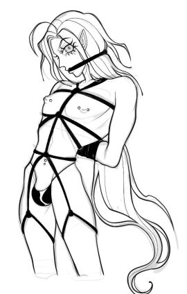 1boy bondage brat elf elf_male femboy gagged hugo_vlad lashes long_hair male nipples pierced_nipples piercing piercings pretty_boy submissive vampire zenless_zone_zero