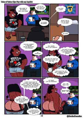 2025 absurd_res anthro ass balls bear bed black_nose bottomwear bulge chair clothing comic desk dialogue duo english_text erection exclamation_point furniture genital_piercing genitals grolarbearsins hi_res hoodie male male/male mammal overweight overweight_male penis penis_piercing piercing prince_albert_piercing question_mark shirt shorts sitting suid suine surprised sus_(pig) table text topwear underwear undressing wild_boar