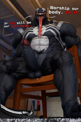 2025 3d_(artwork) abs absurd_res balls belly big_breasts big_penis black_body breasts chair clothed clothing commanding_viewer dialogue digital_media_(artwork) dominant english_text erection faceless_character faceless_male furniture genitals hi_res human humanoid imminent_sex larger_male long_tongue low-angle_view male male_only mammal marvel marvel_comics musclegut muscular muscular_male not_furry nude on_chair open_mouth partially_clothed pecs penis porkingmane raised_foot sitting sitting_on_chair size_difference solo spread_legs spreading symbiote talking_to_another talking_to_partner talking_to_viewer teasing teeth text tongue tongue_out underwear underwear_down venom_(marvel) watermark yaoi