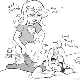 2d abigail_(stardew_valley) anal anal_penetration anal_sex erin_(ikeychain) female ikeychain lesbian lesbian_sex lesbians moaning original original_character panting partially_clothed stardew_valley tagme text trans_woman transfem