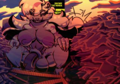 2025 afternoon ass balls big_butt breasts bridge city clio_(cliodynamicscat) cloud eyebrows felid full_body_view genitals grass gynomorph hair happy hi_res intersex landscape mammal mountain movement nails nipples nude pantherine penis plant rock size_difference sky snuwkthelewd solo tail teasing teasing_viewer teeth thick_penis thick_thighs tiger time water wide_hips wood