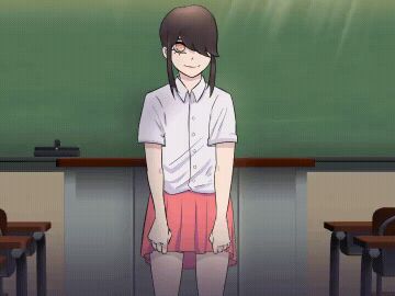 1girls animated black_hair cameltoe chainsaw_man clothed demon demon_girl dutchart female hair_over_one_eye nayuta_(chainsaw_man) panties pink_panties presenting pussy school school_uniform schoolgirl short_hair skirt_lift solo solo_female tdchss yellow_eyes