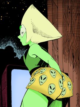 1girls 2025 alien alien_girl ass big_ass butt_digging color color_edit colored colored_sketch colorshun digging_up_in_they_ass female green_body green_eyes peridot_(steven_universe) stagbeetle start_digging_in_yo_butt_twin steven_universe