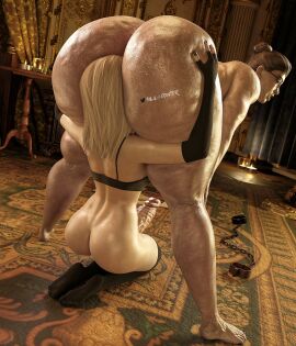 1futa 1girls 3d 3d_(artwork) age_difference alcina_dimitrescu artist_logo artist_name black-framed_eyewear black_elbow_gloves black_nail_polish black_thighhighs blonde_hair capcom cunnilingus duplicate elbow_gloves eyewear female fingerless_gloves fullc0unter futa_on_female futa_with_female futanari glasses hair_bun indoor_nudity indoors larger_female long_hair mother_miranda_(resident_evil) nail_polish resident_evil resident_evil_8:_village short_hair size_difference smaller_futa smaller_futanari thighhighs tied_hair watermark wet_cheetos