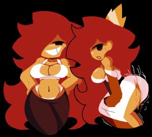 1girls 2d arcaned_roses ass big_ass big_breasts black_background bow_panties bra breasts creepypasta crown damsel_(mario_85) dark-skinned_female dark_skin dress female female_only gloves hair_over_one_eye long_legs mario_(series) nintendo panties pants princess princess_dress princess_peach princess_peach_sprite_redraw_(meme) princess_toadstool red_hair roses_arcaned side_slit solo sports_bra super_mario_bros._(nes) sweat tagme thick_thighs twerking