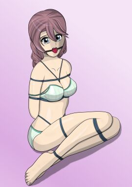 1girls barefoot bondage boobs bound_and_gagged bra breast_bondage breasts damsel_in_distress eiyuu_densetsu emma_millstein feet female female_only female_solo gagged gagged_female panties pink_toenails ring_gag solo solo_female solo_only tied_up toes trails_of_(series) underwear