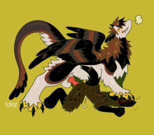 2025 animal_genitalia animal_penis artist_name balls birdpaw_(artist) black_body black_claws black_ears black_feathers black_fur black_spots black_tail black_tail_tip black_talons black_wings blush bodily_fluids breath brown_body brown_ears brown_feathers brown_fur brown_hair brown_mane brown_tail brown_wings canid canine canine_genitalia canine_penis canis claws closed_eyes coastal_wolf countershading cum cum_drip dated dipstick_horn dipstick_tail dragon dripping drooling duo ejaculation feathered_dragon feathered_scalie feathers feet feral full-length_portrait fur furred_dragon furred_scalie fursona_(birdpaw) genital_fluids genitals gloves_(marking) green_background hair hi_res horn knot knotted_penis leg_tuft male male/male male_penetrated male_penetrating male_penetrating_male mammal mane markings multicolored_body multicolored_feathers multicolored_fur multicolored_horn multicolored_tail multicolored_wings mythological_creature mythological_scalie mythology penetration penis portrait red_penis saliva scalie scutes sex simple_background smile spots spotted_body spotted_fur tail tail_markings tail_tuft tan_balls tan_body tan_countershading tan_feathers tan_fur tan_tail tan_wings text tuft wings yellow_feet yellow_scutes