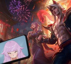 ahe_gao blowjob breasts cellphone cheating cuckold deepthroat league_of_legends looking_at_viewer male mother_and_son motherly_cuckold netorare ntr penis phone radiant_serpent_sett riot_games scarabeo scarabeo_k sett sett's_mom son vastaya