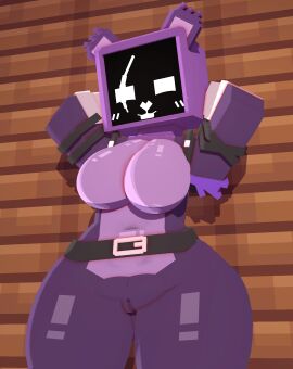 1girls 2024 2024s 3d animal_humanoid anthro bear belt belt_collar big_breasts breasts canid clothed clothing coresvoid curvy curvy_body curvy_female curvy_figure digital_media_(artwork) epic_games eye_scar facial_scar female female_focus female_only fortnite fortnite:_battle_royale fur furry furry_female genitals hi_res humanoid looking_at_viewer mammal microsoft mine-imator mine-imator_(artwork) minecraft mojang multicolored_fur purple_body purple_fur raven_team_leader raven_team_leader_(fortnite) scar simple_background solo solo_female thick_thighs thighs wooden_wall xbox_game_studios