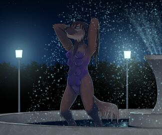 6:5 8_breasts 8_nipples animal_genitalia animal_pussy anthro bathing biped bodypaint breasts brown_body brown_eyes brown_fur canid canine canine_genitalia canine_pussy cheek_tuft chest_tuft clitoral_hood clitoris colored countershade_face countershade_genitalia countershade_pussy countershade_torso countershading dawnlux detailed_background digital_drawing_(artwork) digital_media_(artwork) dipstick_tail facial_tuft female fountain fur genitals gloves_(marking) hair lamp leg_markings mammal markings millesty multi_breast multi_nipple multicolored_body multicolored_fur multicolored_tail neck_tuft night nipples nude open_mouth outside paint painted_breasts painted_clothes painted_clothing painted_pussy partially_submerged plant public public_exposure public_nudity purple_paint pussy raised_arm short_stack shower showering sky socks_(marking) solo standing star starry_sky streaking street_lamp tail tail_markings teeth tree tuft water wet