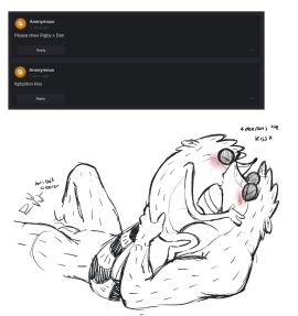 anthro blush bodily_fluids brother brother_(lore) brothers_(lore) bulge cartoon_network closed_eyes don_(regular_show) duo duo_focus french_kissing fur group hi_res humanoid incest_(lore) invisible_clothes kissing lying making_out male male/male mammal nude null_bulge on_back procyonid raccoon raised_tail ranranparadoxx regular_show rigby_(regular_show) sibling_(lore) simple_background size_difference tail touching_butt touching_face