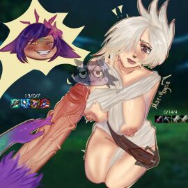 1futa 1girls angry_face awkwardlytrashy belly big_breasts big_penis blush breasts duo female fluffy_hair futa_on_female futanari human humanoid humanoid_penis imminent_rape intersex league_of_legends moridogiie naked neeko penis purple_hair purple_lipstick purple_nails red_eyes reptile reptile_humanoid riot_games riven self_upload sex ugly white white_hair yellow_eyes