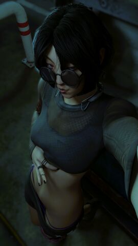 dead_by_daylight exhibitionism nude panty_pull purple_panties saltyu selfie shorts_down shorts_pull undressing yui_kimura