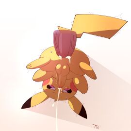 2023 anal anal_orgasm anal_sex ass backsack balls ballsack bodily_fluids cheek_spots colored cum cum_in_ass cum_inside cum_while_penetrated cumshot disembodied_penis duo ejaculation erection feral fluffy_balls fur gay generation_1_pokemon genital_fluids genitals hands-free hi_res human humanoid_genitalia humanoid_penis jagged_tail looking_at_viewer male male/male mammal nintendo orgasm penetration penile penile_penetration penis penis_in_ass pikachu pink_eyes pokemon pokemon_(species) pokephilia rear_view sex shaded simple_background simple_shading solo_focus suspended_in_midair sweat sweatdrop vein white_background whitill_fluffy yellow_body yellow_fur