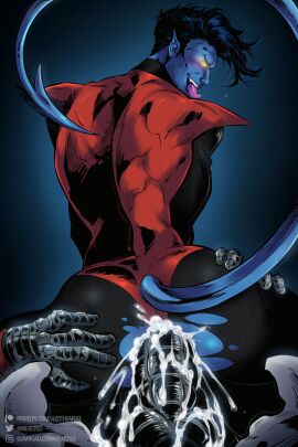 2boys anal anal_sex ass balls bara big_balls big_penis blue_body blue_skin blush blush_lines clothed clothed_sex clothing colossus cum cum_dripping cum_dripping_from_ass cum_inside cum_inside_ass cum_on_balls cum_on_cock cum_on_penis cum_spurt dominant dominant_male domination erection fangs flushed gay gay_anal gay_domination gay_sex genital_fluids grabbing_ass groping groping_ass justthemeat/meat2go kurt_wagner male male/male male_only male_penetrated male_penetrating_male marvel marvel_comics metal_penis metal_skin metallic_body muscular muscular_male nightcrawler orgasm penetration penis piotr_rasputin riding_penis sex simple_background tight_clothing tongue tongue_out x-men yaoi yellow_eyes