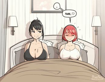 2d 2futas advertisement alison_(lewdua) anal animated asking_for_anal balls bed big_breasts black_hair breasts caught cumming full-package_futa futa_on_futa futa_only futanari gif heart hearts hearts_around_head intersex jade_(lewdua) lewdua mostly_nude motion_lines nipples penetration penis plap pussy red_hair sex slideshow speech_bubble text thought_bubble to_be_continued vagina watermark