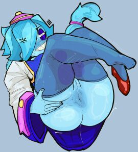 1girls 2024 alternate_costume angry ass ass_focus ass_grab asshole big_ass big_sleeves blue_hair blue_skin blushing bottom_heavy bottomless brawl_stars chinese_mythology colette_(brawl_stars) costume female flats flying forced_smile ghost ghost_girl grabbing_ass grabbing_own_ass half-closed_eyes half_naked halloween huge_ass inspector_colette inviting jiangshi jiangshi_costume levitating missing_shoe monster_girl mythology pantiless public_domain pussy pussy_juice pussy_juice_drip semi_nude shoes solo solo_female solo_focus stockings stretching stretching_anus sweat tdz07_draws thick_thighs vampire wardrobe_malfunction wide_sleeves wide_thighs