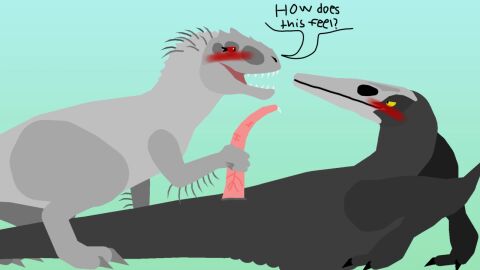 amphibian animal_genitalia animal_penis black_body black_skin blush bodily_fluids claws cloaca cloacal_penis dinosaur duo erection female feral feral_on_feral genital_fluids genitals half-closed_eyes handjob hybrid indominus_rex interspecies jurassic_park_(franchise) jurassic_world kaiju king_kong_(series) kong:_skull_island large_penis looking_at_another looking_at_partner looking_pleasured male male/female monsterverse muscular muscular_female muscular_male nude open_mouth penis quills red_eyes reptile sex skullcrawler smile smirk smirking straight teeth theropod thick_thighs veiny_penis white_body white_skin wide_hips yellow_eyes