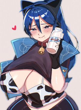 bell_choker bell_collar blue_eyes blue_hair blush blushing_at_viewer boobs_bigger_than_head boobs_out breasts breasts_bigger_than_head breasts_out cat_ear_hairband cat_ear_headphones cat_ears cat_ears_hairband cat_ears_headphones chubby_female cow_bikini cow_print cow_print_bikini cowbell cowkini dore2801 female fortnite fortnite:_battle_royale heroic_hope_(fortnite) hope_(fortnite) implied_breast_milk light-skinned_female light_skin looking_at_viewer milk_bottle open_clothes open_clothing open_jacket open_shirt open_topwear presenting presenting_breasts seductive seductive_body seductive_eyes seductive_female seductive_gaze seductive_look seductive_mouth seductive_pose seductive_smile shirt_lift shirt_open shirt_up thick thick_hips thick_legs thick_thighs tits_bigger_than_head tits_out