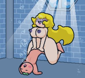 1boy 1girls breasts drowning erect_nipples female hi_res human human_only light-skinned_female light-skinned_male light_skin male male/female mario_(series) nintendo nipples original_character princess_peach secret_aquarium_(mario_64) super_mario_64 tomato_(okami_tomato) underwater zxtomatofan