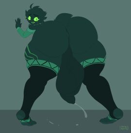 2d_animation ahoge alien animated anus_peek ass ass_clapping backsack ball_slap balls big_balls big_butt big_penis black_body black_fur black_skin bodily_fluids bottom_heavy bouncing_balls bubble_butt carne_(welwraith) claws clothing femboy finger_claws foreskin frame_by_frame freckled_face freckles fur genital_fluids genitals green_eyes green_markings green_sclera hair hi_res huge_balls huge_butt huge_cock humanoid hyper indynd leaking_precum leaning_against_wall legwear looking_at_viewer male markings nyctilian penis precum rear_view short_playtime slap solo sweater tail tail_tuft thigh_highs toe_claws topwear tuft twerking voluptuous_male