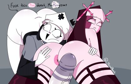 1boy 2girls 2girls1boy thirdpeach anus anus_focus ass ass_focus asshole big_penis clothed friday_night_funkin friday_night_funkin_mod mid-fight_masses nun nun's_habit pink_anus ruv_(dokki.doodlez) ruv_(friday_night_funkin) sarvente_(dokki.doodlez) sarvente_(friday_night_funkin) stockings tagme_(artist) taki_(fevertown)