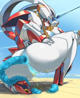 1girls absurd_res blue_nipples darling_in_the_franxx female high_resolution highres peeing pochincoff pseudo_scat pussy robot robot_girl scat shitting strelizia uncensored unusual_scat urine