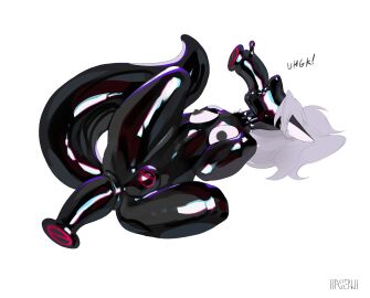 anal anal_plug anal_sex anthro anus arms_tied ass bassenji beverage bitchsuit black_body black_fur blush bondage bound breasts buttplug canid canid_demon canine canis collar collar_only demon ear_piercing ear_ring encasement fur futanari gag gagged hellhound helluva_boss hi_res intersex latex latex_transformation loona_(helluva_boss) mammal mythological_canine mythological_creature mythology nude null_bulge oral oral_penetration penetration piercing plug_(sex_toy) ring_piercing sex_toy simple_background small_breasts solo transformation white_body white_fur wolf