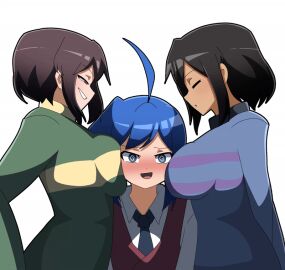 1boy 2girls animated animation animation_loop artist_self-insert between_breasts between_girls big_breasts blue_hair blue_sweater bouncing_breasts bouncy breasts breasts_against_head breasts_on_head breasts_pressed_against_another breasts_pressed_against_partner brown_hair chara chara_(undertale) defenseless double_breast_smother female female_chara female_frisk female_on_femboy female_on_male femboy frisk frisk_(undertale) green_sweater helpless helpless_male hypnosis in_between male mature milf nervous nervous_smile open_mouth red_eyes seduction seduction_techniques seductive seductive_eyes seductive_female seductive_gaze seductive_look seductive_smile squished_breasts squishing_breasts straight tits_bouncing tits_on_face undertale undertale_(series) vulnerable vulnerable_expression zukafu_shimoto zukafu_shimoto_(character)