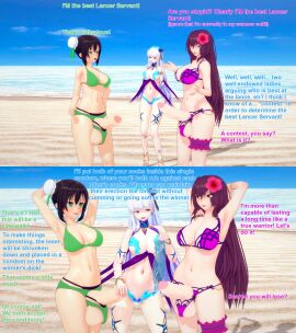 1girls 2futas 3d big_penis bikini black_hair brown_hair casual_erection casual_exposure casual_nudity condom double_bun english_text fate/grand_order fate_(series) female futa_on_female futa_with_female futa_with_futa futanari green_eyes group ineffective_clothing intersex kama_(fate/grand_order) koikatsu large_penis mostly_nude penis qin_liangyu_(fate) red_eyes scathach_(fate) scathach_(swimsuit_assassin) size_contest text uncensored voyeur white_hair xavierhuge