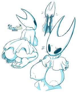 1girls anthro anthropod artist(lunabell_sketches) black_body blush cloak cloak_lift cloak_only closed_eyes exposed_ass exposed_breasts exposed_nipples exposed_torso eyes_open feet flustered flustered_female hollow_knight hollow_knight:_silksong hollow_knight_(franchise) hornet_(hollow_knight) kneeling sketch solo solo_female solo_focus standing void_eyes